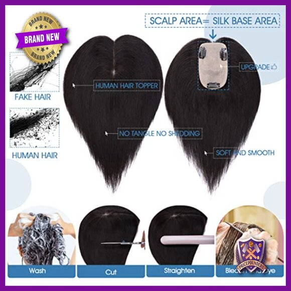 Real Human Hair Topper 8 Inch No Bangs Clip-In For Thinning Hair main image 5